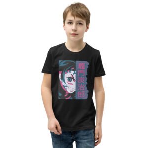 Neon Portrait Youth T-Shirt | Cyan & Magenta Graphic Tee