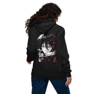 Women’s Eco Raglan Hoodie – Crimson Edge (Back Print)