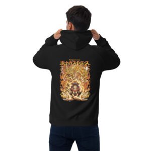 Unisex Eco Raglan Hoodie – Blaze Outlaw & Dragon (Back Print)