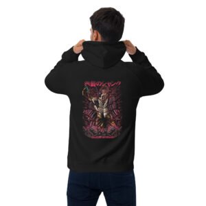 Unisex Eco Raglan Hoodie – Crimson Captain & Rift Blades (Back Print)