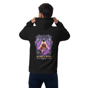Unisex Eco Raglan Hoodie – Magnet Marauder: Violet Surge (Back Print)